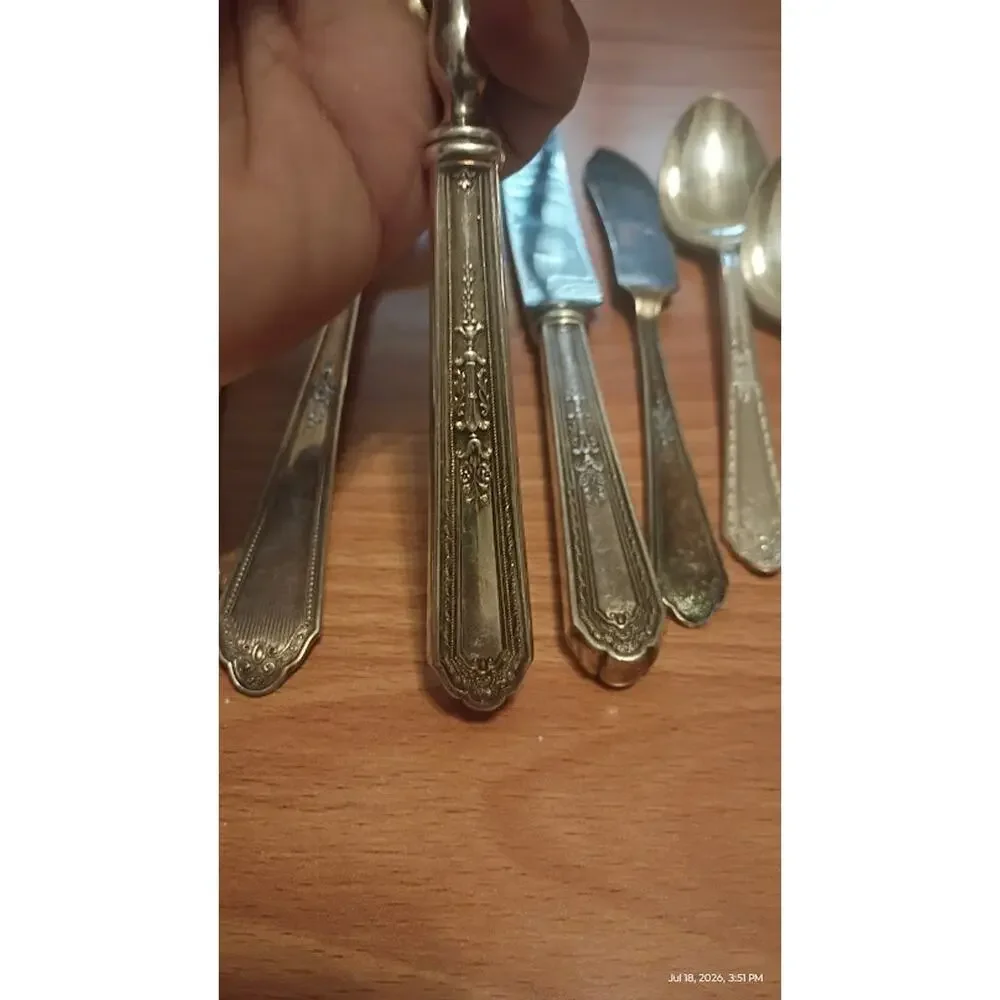Edward & Holmes Superplate Inlaid Silverware Lot 10 Pc Flatware Mixed Pattern VT